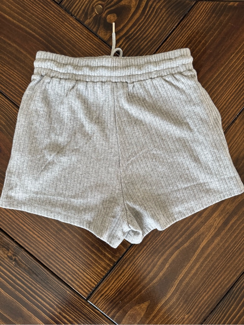 Grey Lab Ribbed Drawstring Lounge Shorts - Light Gray - Picture 2 of 3